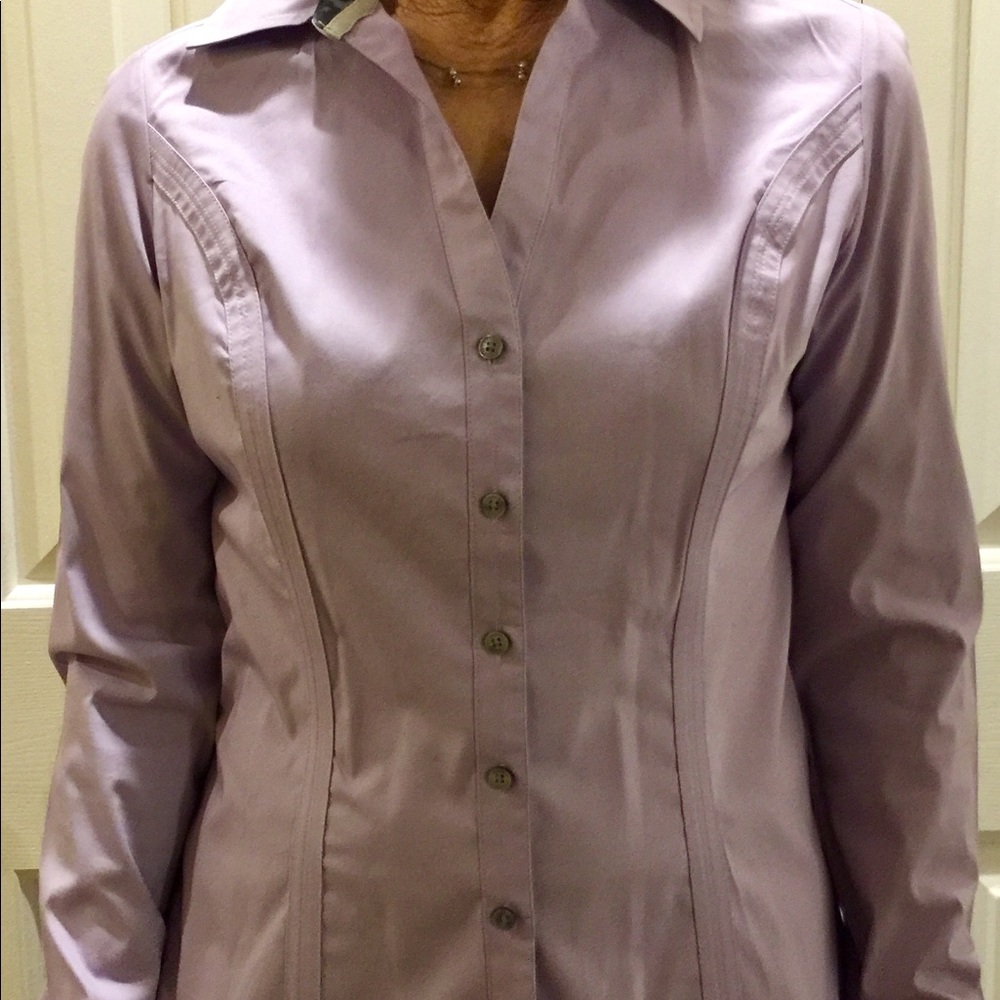Express women’s purple button up long sleeve shirt